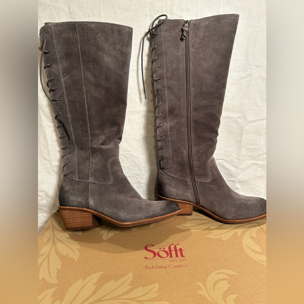 Sofft Sharnell Lace-up suede smoke grey boot